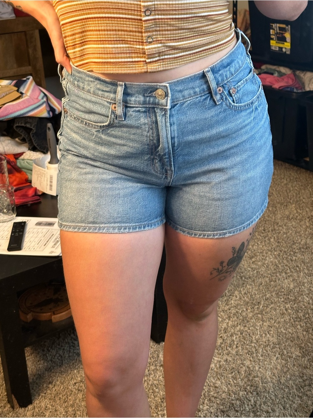 American Eagle Light Blue Denim Super High-Rise Shorts
